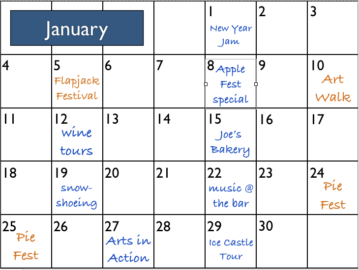 Creating a blog calendar 