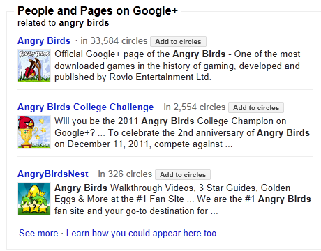 Angry Birds business page on Google+
