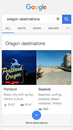 Google travel planner landing page