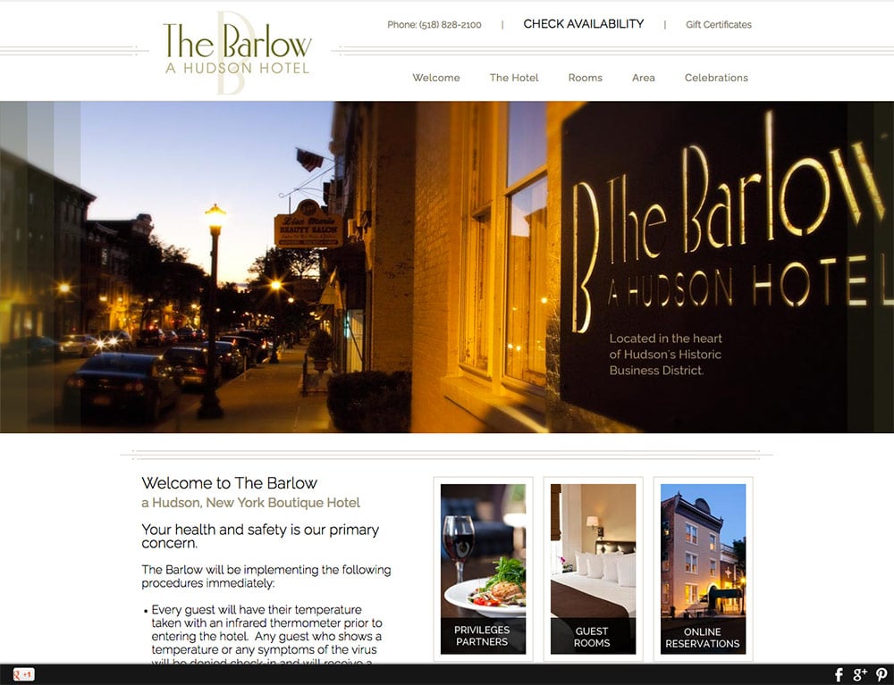 Barlow Hotel Website