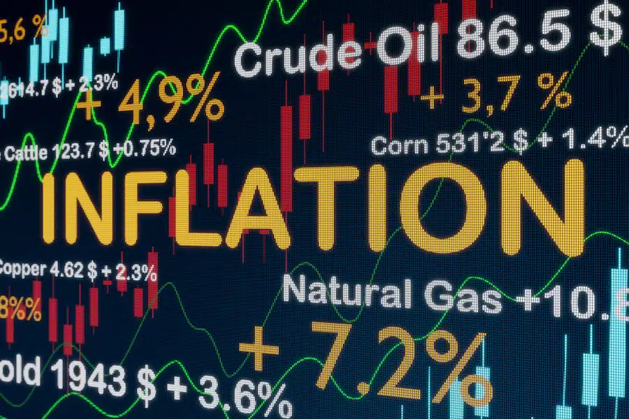 Inflation Graphic to illustrate strong rising inflation. 3D illustration