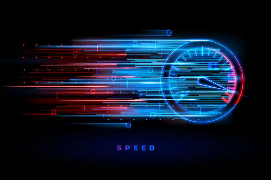 Download progress bar or round indicator of web speed. Sport car speedometer for hud background. Gauge control with numbers for speed measurement. Analog tachometer, high performance theme