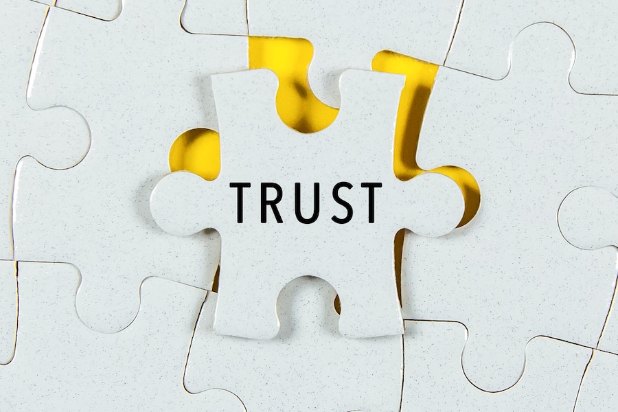 "Trust" word on a Jigsaw Puzzle