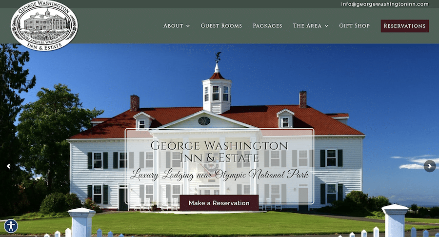 Home page of George Washington Inn's website