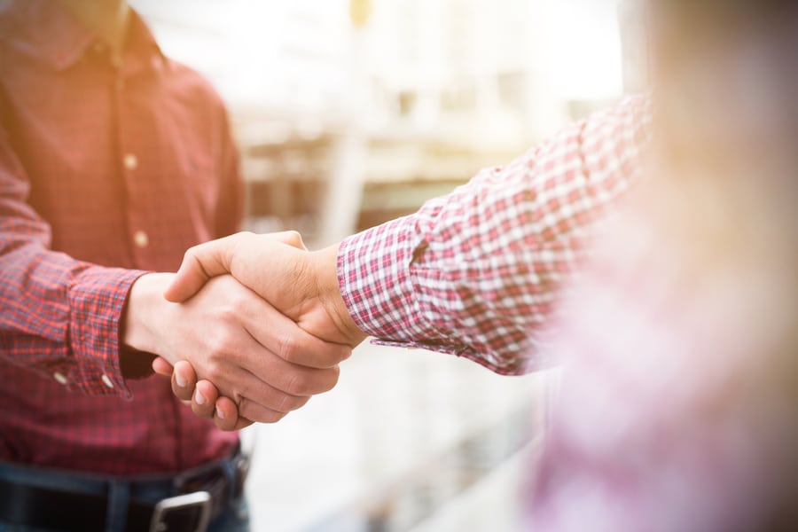 Business team greeting handshake. Image of good deal, success, dealing, greeting & business partner concept.