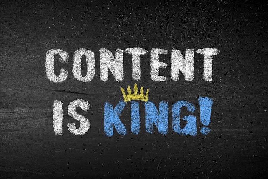 "Content Is King" written on chalkboard