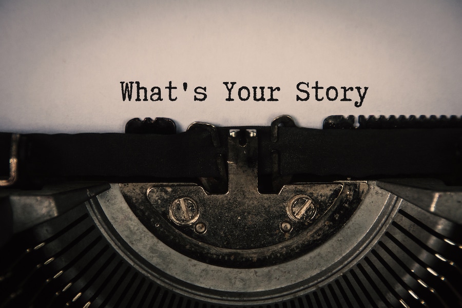 Write your story text on an old vintage typewriter. Conceptual