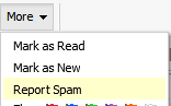 Reporting spam in the webmail interface