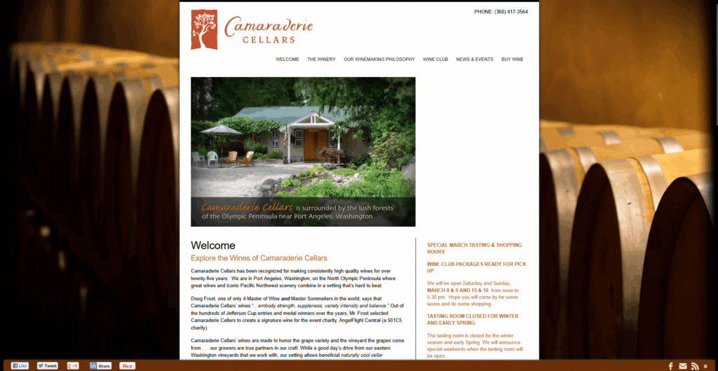 Camaraderie Cellars Old Website