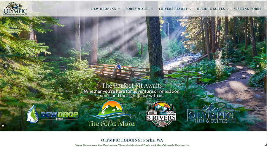 Forks Lodging website homepage