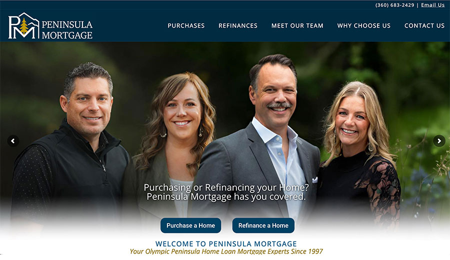 Peninsula Mortgage website homepage